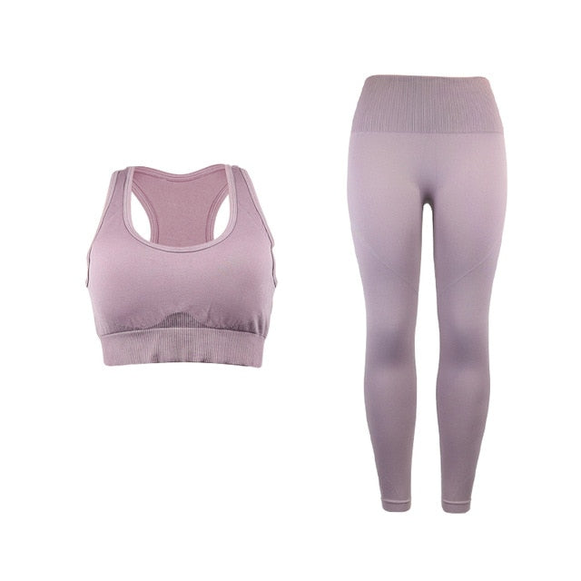 2 Piece High Waist Straps Seamless Yoga Set Women Fitness Clothing Gym Running Workout Sport Suit High Elasticity Bra Pants