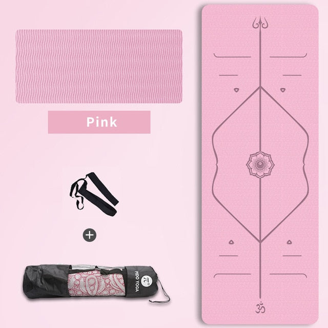 PIDO YOGA 183*61*0.6cm Double Color Yoga Mat with Position Line Thick Hot Yoga Pilates Mats Gymnastics Pranamat Fitness Mat