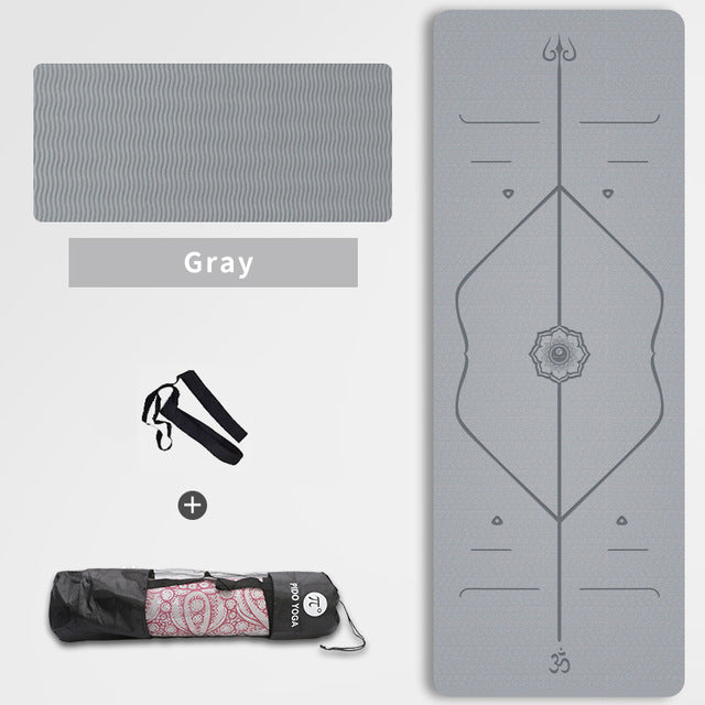 PIDO YOGA 183*61*0.6cm Double Color Yoga Mat with Position Line Thick Hot Yoga Pilates Mats Gymnastics Pranamat Fitness Mat