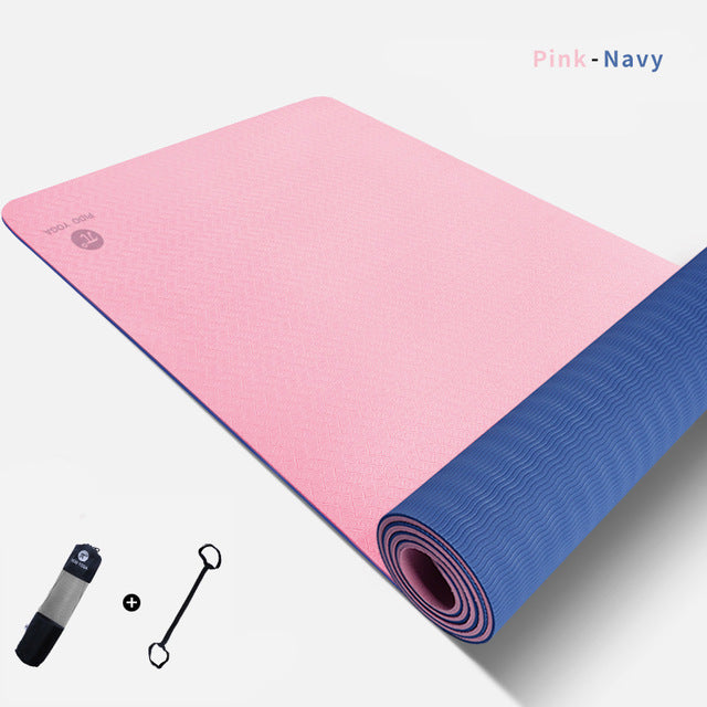 PIDO YOGA 183*61*0.6cm Double Color Yoga Mat with Position Line Thick Hot Yoga Pilates Mats Gymnastics Pranamat Fitness Mat