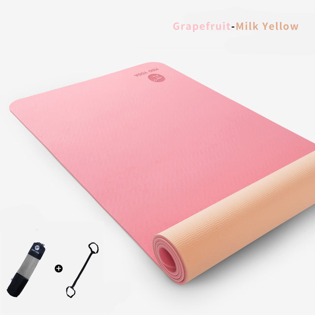 PIDO YOGA 183*61*0.6cm Double Color Yoga Mat with Position Line Thick Hot Yoga Pilates Mats Gymnastics Pranamat Fitness Mat