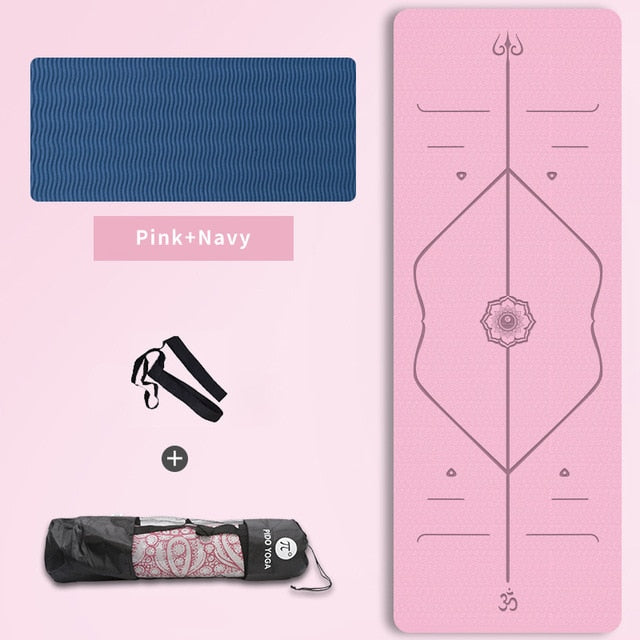 PIDO YOGA 183*61*0.6cm Double Color Yoga Mat with Position Line Thick Hot Yoga Pilates Mats Gymnastics Pranamat Fitness Mat