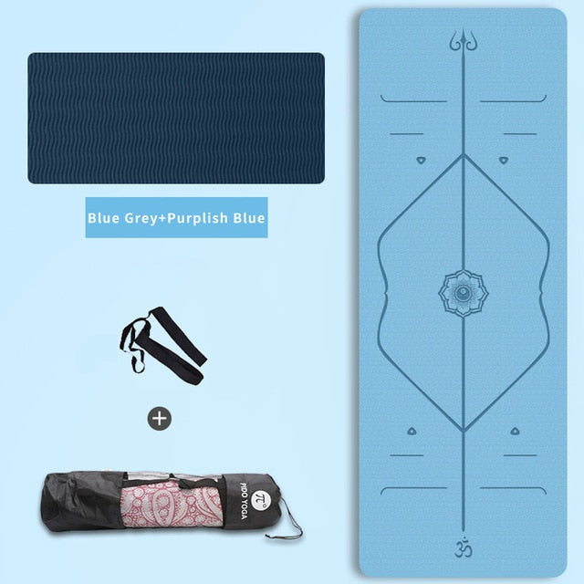 PIDO YOGA 183*61*0.6cm Double Color Yoga Mat with Position Line Thick Hot Yoga Pilates Mats Gymnastics Pranamat Fitness Mat
