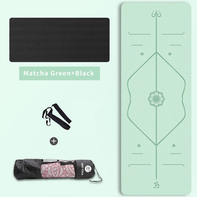 PIDO YOGA 183*61*0.6cm Double Color Yoga Mat with Position Line Thick Hot Yoga Pilates Mats Gymnastics Pranamat Fitness Mat