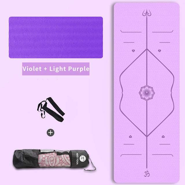 PIDO YOGA 183*61*0.6cm Double Color Yoga Mat with Position Line Thick Hot Yoga Pilates Mats Gymnastics Pranamat Fitness Mat