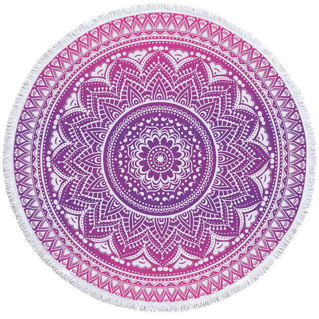 BeddingOutlet Chakra Beach Towel Tassel Toalla Mandala Tapestry Sunblock Round Cover-Up Bath Towel Lotus Bohemian Yoga Mat 150cm
