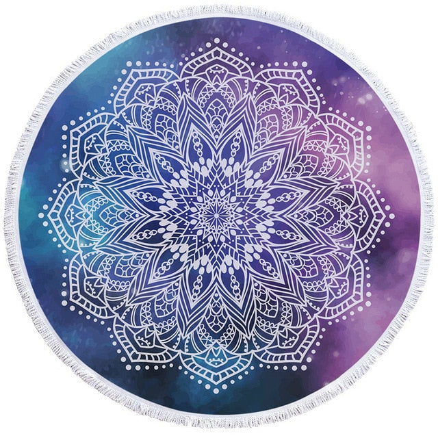 BeddingOutlet Chakra Beach Towel Tassel Toalla Mandala Tapestry Sunblock Round Cover-Up Bath Towel Lotus Bohemian Yoga Mat 150cm