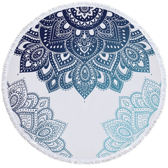 BeddingOutlet Chakra Beach Towel Tassel Toalla Mandala Tapestry Sunblock Round Cover-Up Bath Towel Lotus Bohemian Yoga Mat 150cm