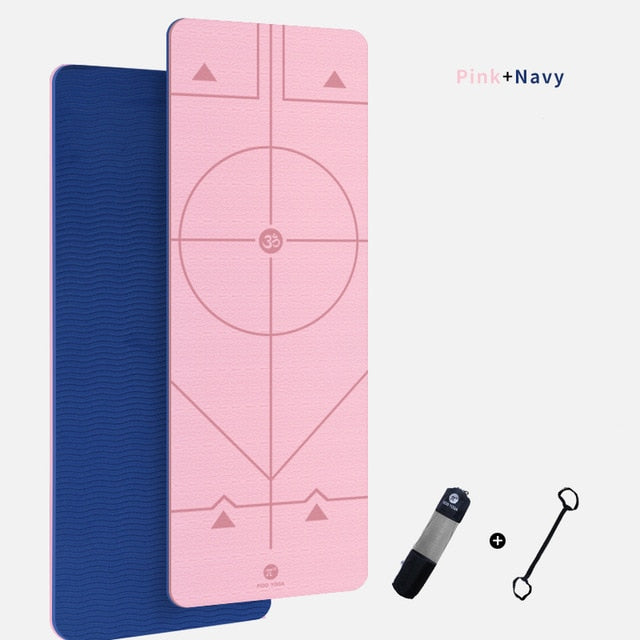 PIDO YOGA 183*61*0.6cm Double Color Yoga Mat with Position Line Thick Hot Yoga Pilates Mats Gymnastics Pranamat Fitness Mat