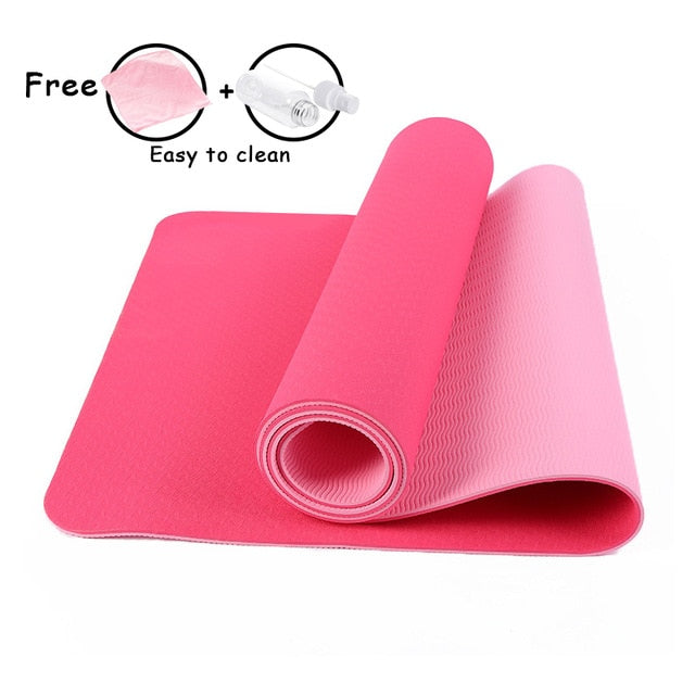 6MM Yoga Mats for Fitness Non-Slip Double Colors Safe to Use for Beginner Eco-friendly Body Building Exercise Mat for Pilate