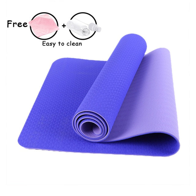 6MM Yoga Mats for Fitness Non-Slip Double Colors Safe to Use for Beginner Eco-friendly Body Building Exercise Mat for Pilate