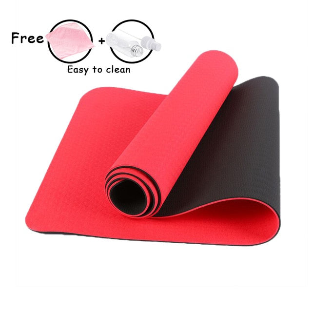 6MM Yoga Mats for Fitness Non-Slip Double Colors Safe to Use for Beginner Eco-friendly Body Building Exercise Mat for Pilate