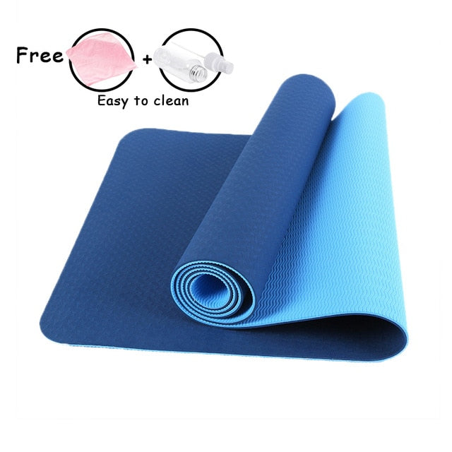6MM Yoga Mats for Fitness Non-Slip Double Colors Safe to Use for Beginner Eco-friendly Body Building Exercise Mat for Pilate