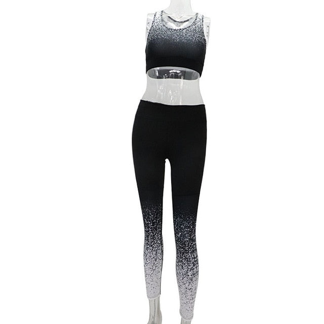 New Starry Sky Yoga Set Running Sport Suit Women Tracksuit Fitness Gym Bra+Pants Sportswear Leggings Tight Sports Clothing